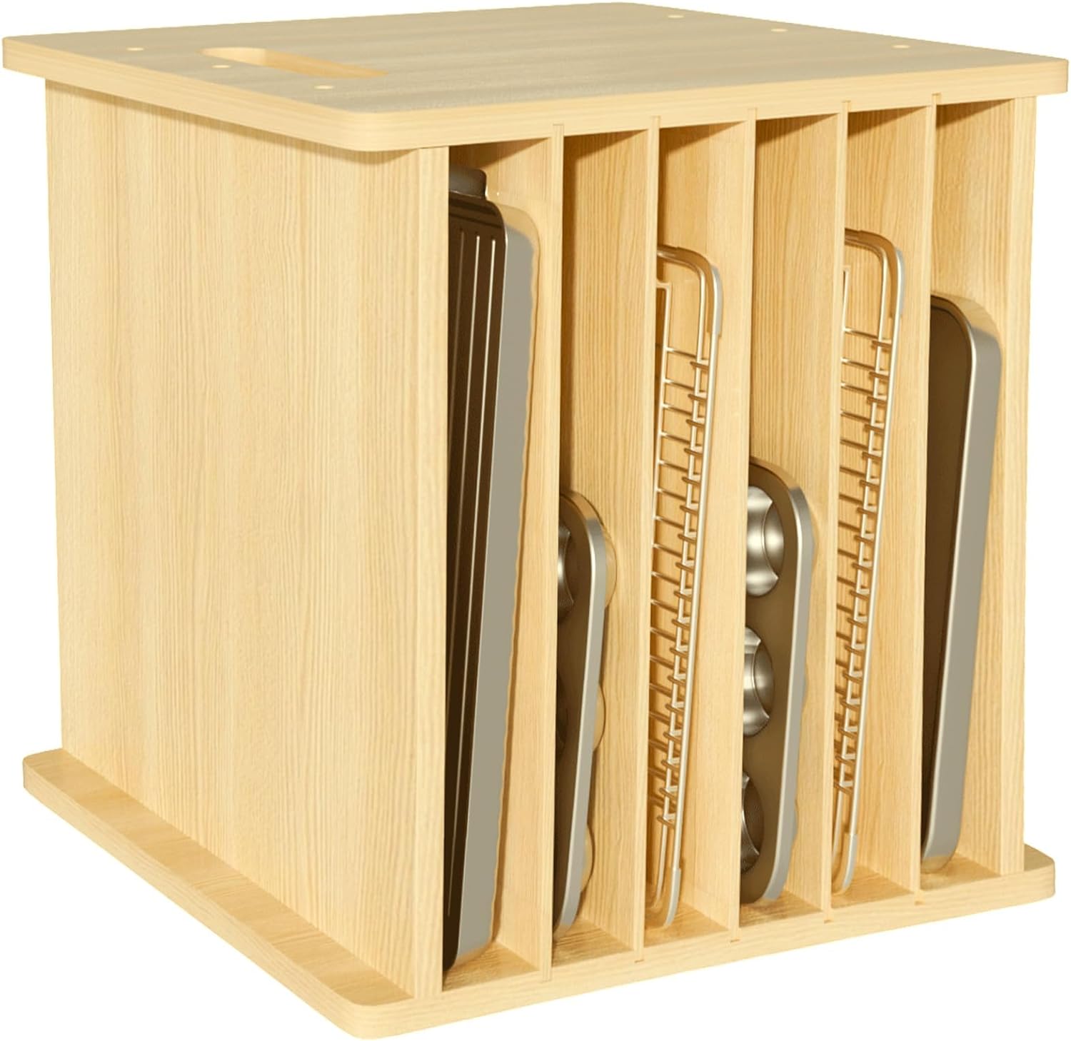 Kitchen Baking Sheet Organizer - Pembatas Rak Loyang Kayu, Rak Vertikal