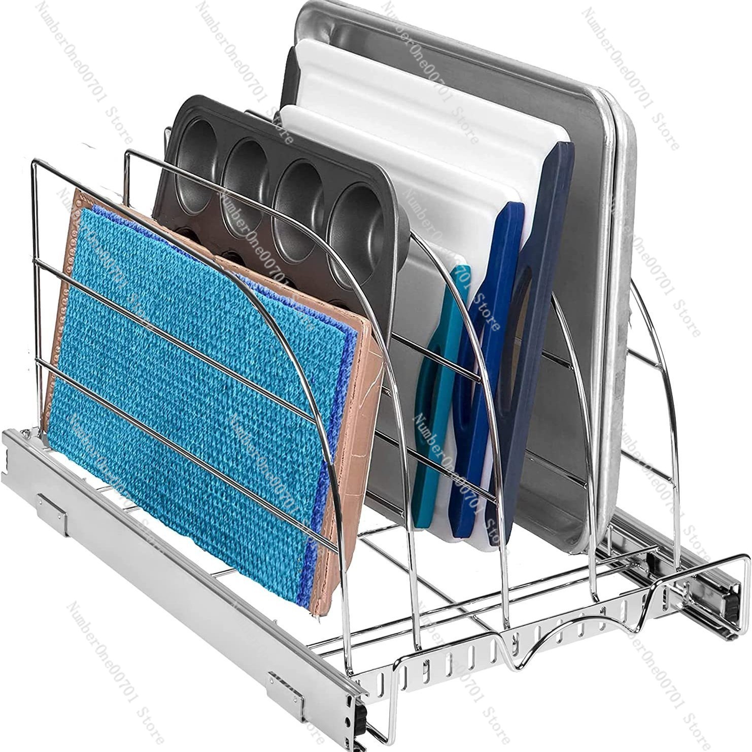 Kitchen Baking Sheet Organizer - Organizer Kabinet Dapur Geser untuk Loyang,