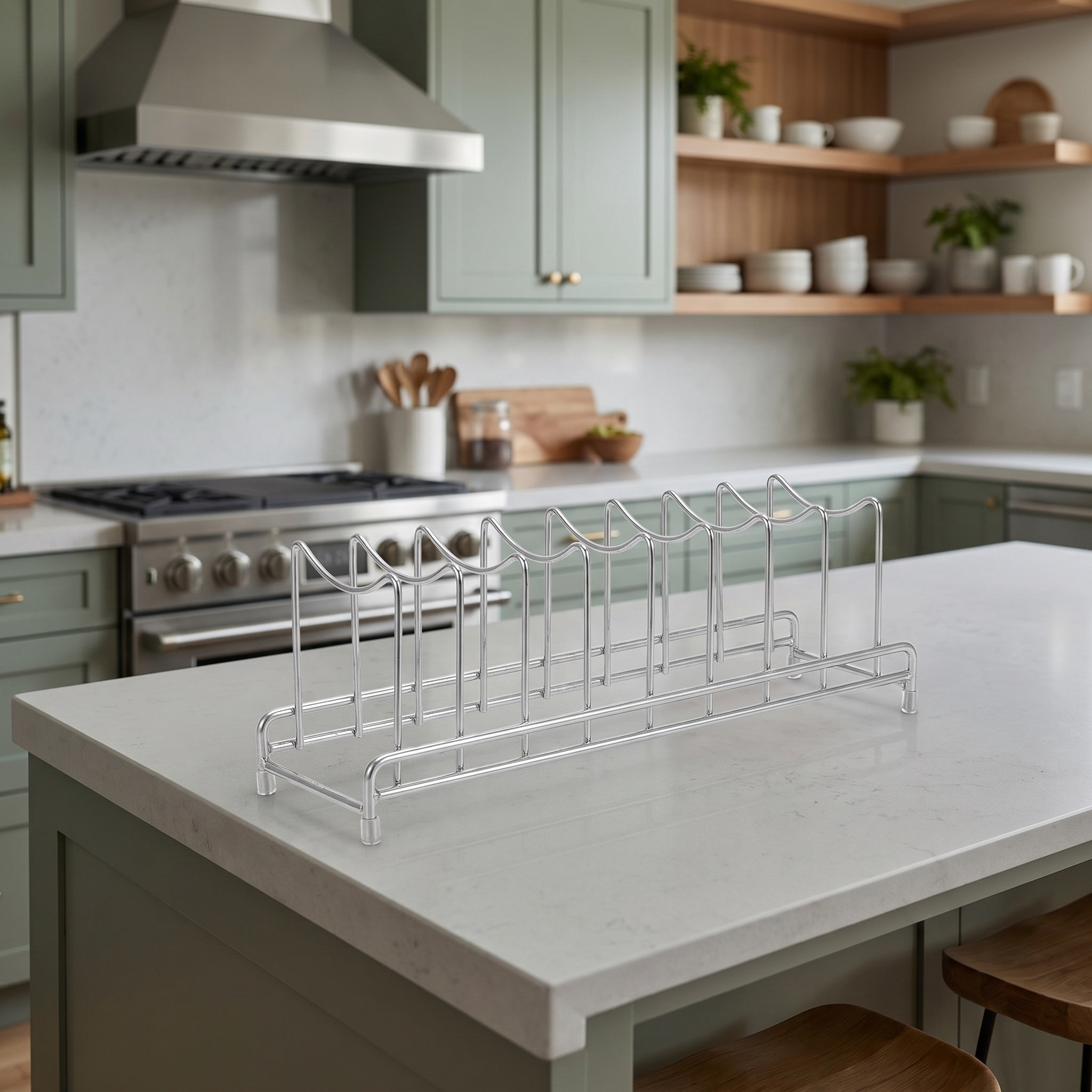 Kitchen Baking Sheet Organizer - Rak Organizer Tutup Panci Stainless Steel