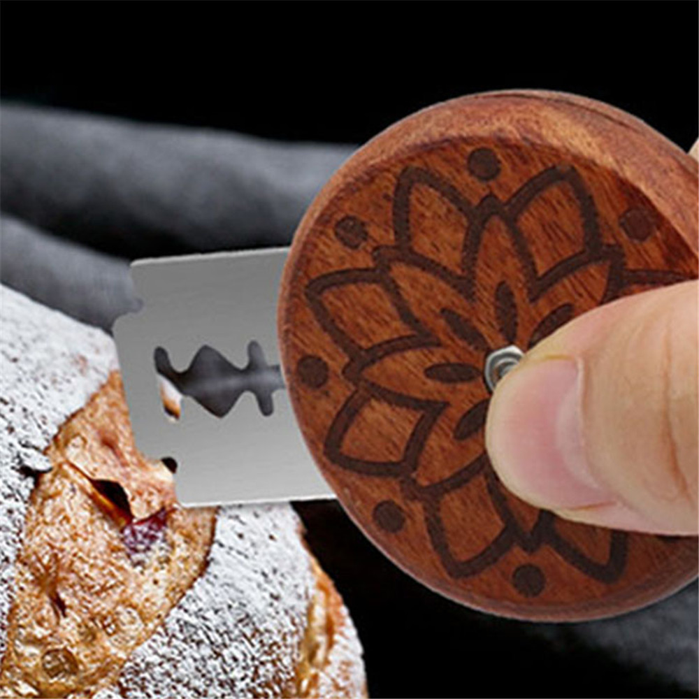 Bread Lame Scoring - Pisau Lempa roti bulat kayu dengan