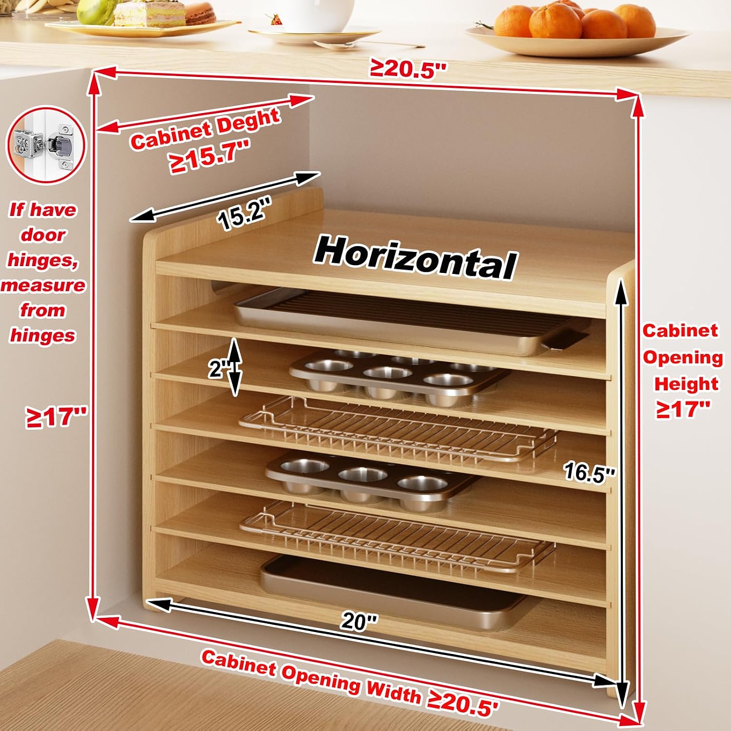 Pembatas Rak Loyang Kayu, Rak  - Kitchen Baking Sheet Organizer ulasan dan harga