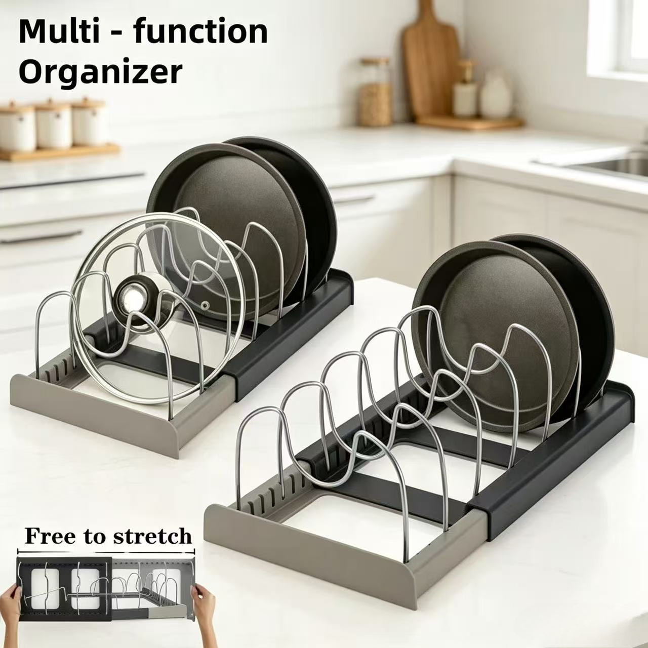 Rak Panci Teleskopik 7-grid, P - Kitchen Baking Pan Organizer ulasan dan harga