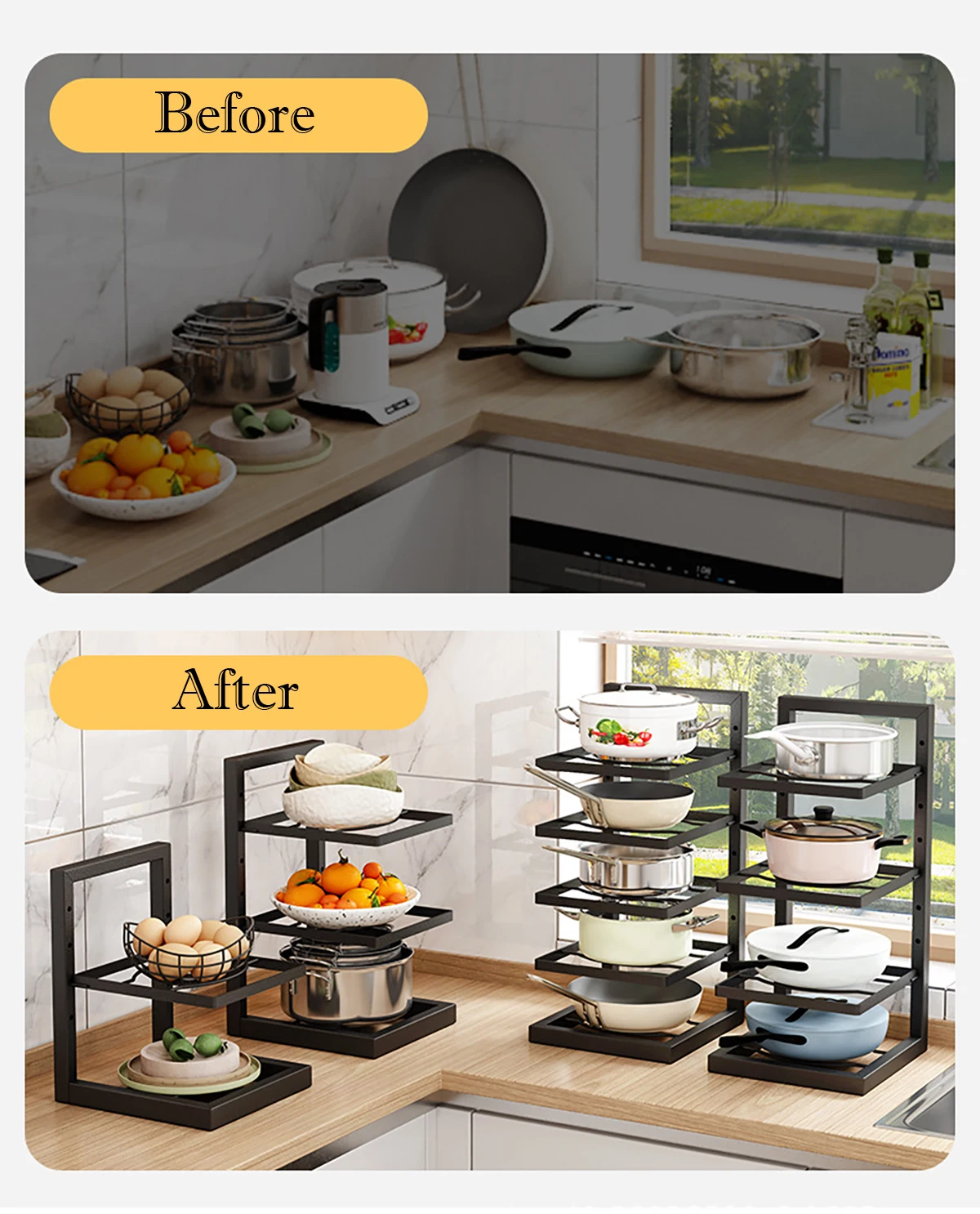 Rak Panci yang Dapat Disesuaik - Kitchen Baking Pan Organizer ulasan dan harga
