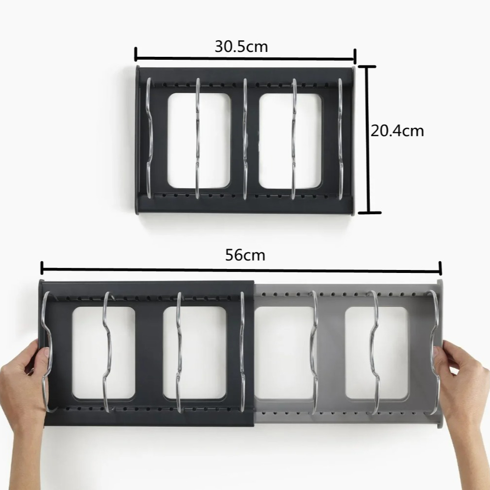 1 Buah Rak Panci Teleskopik 7  - Kitchen Baking Pan Organizer ulasan dan harga