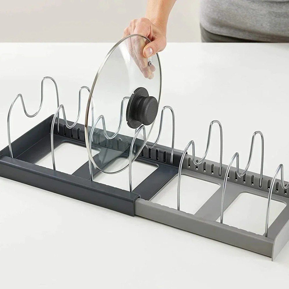 1 Buah Rak Panci Teleskopik 7  - Kitchen Baking Pan Organizer ulasan dan harga